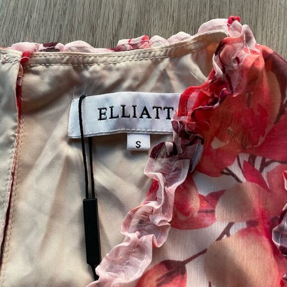 elliatt event pink floral ruffled tiered cutout maxi long gown dress size small - Picture 7 of 8